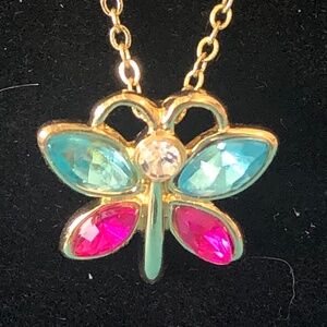 Butterfly Faux Gem Necklace